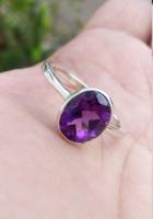Bague en argent sterling 925 avec améthyste violette naturelle, pierre de naissance de février, bijou élégant pour femme