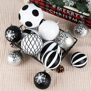 Haute qualité PVC boule suspendue décoration de noël noir blanc peint arbre Arrangement ornements pour magasin scènes maison tentures - Product Image 4