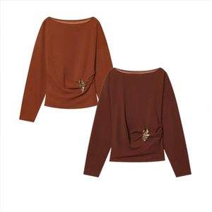 TAOP&ZA 2026 <span class=keywords><strong>Camiseta</strong></span> de <span class=keywords><strong>Manga</strong></span> <span class=keywords><strong>Larga</strong></span> con Botones y <span class=keywords><strong>Hombros</strong></span> Descubiertos para Mujer, Moderna y Versátil, Primavera-Otoño, 5067178 5067179 - Product Image 1