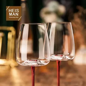 Verre à vin de <span class=keywords><strong>Bordeaux</strong></span> en cristal de luxe léger, design moderne et minimaliste, avec base concave rouge et noire, idéal comme cadeau - Product Image 4