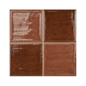 Set di 4 Piastrelle in Terracotta di Catania, Finitura Rustica Marrone Smaltata per Pareti e Pavimenti - Product Image 4