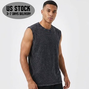 Canotta da Uomo 230GSM in Cotone Pesante 100% Lavato, Senza Maniche, Estiva, Casual, per Allenamento e Streetwear, Disponibile negli USA, Nero Grigio - Product Image 1