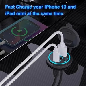 12V 24V Dual Port Car Charger PD 3.0 QC 3.0 Fast Charging USB Charging Socket with <b>LED</b> Touch Switch for Car Motorcycle RV - Product Image 4