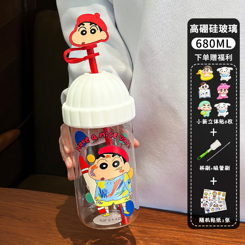 สติกเกอร์ซิลิโคนนุ่มลายการ์ตูน ชินจังจอมแก่น สีขาว 6 ชิ้น สำหรับเครื่องมือทำความสะอาด