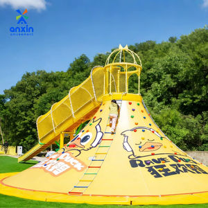 Mur d'escalade gonflable géant en forme de volcan avec toboggan, équipement de divertissement non motorisé de qualité commerciale pour aire de jeux intérieure/extérieure - Product Image 1