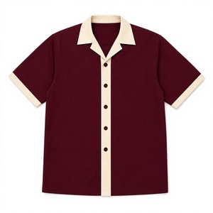 Chemise décontractée pour homme à col contrastant, boutonnée, manches longues, en sergé, à motif floral, respirante, idéale pour les vacances - Product Image 1