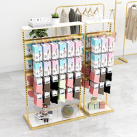 Présentoir double face en métal doré pour accessoires capillaires, avec crochets, pour magasin de soutien-gorge et chaussettes personnalisées King Factory