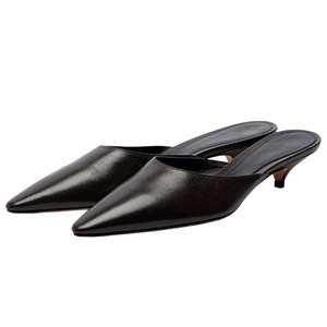 Mules à talon chaton à bout pointu pour femmes, à enfiler, à bout fermé et talon ouvert, chaussures mules à talon bas, vente en gros, OEM, personnalisées - Product Image 2