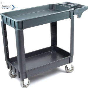 Heavy Duty Rolling Utility <strong>Service</strong> <strong>Cart</strong> for Warehouse/Garage/Restaurants/Offices, HDPE Shelves, 5" Caster Wheels - Product Image 2