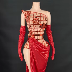 Vestido Sexy de Satén y Malla hasta el Suelo, Ajustado, para Mujer, para Fiesta de Noche, Graduación, Cumpleaños, Antiestático, Cintura Natural, Verano - Product Image 1