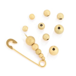 Frosted Round <b>Beads</b> | 18K PVD Gold Plated Stainless Steel Matte Stardust Spacer <b>Beads</b> for DIY <b>Bracelet</b> Necklace <b>Making</b> - Product Image 4