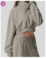 Pull-over sport pour femme à col montant et demi-zip, à pois, séchage rapide, avec logo personnalisé, vente en gros