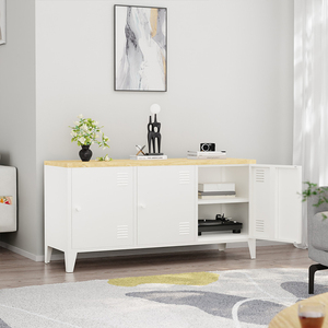 Hiện đại 3-DOOR kim loại <span class=keywords><strong>TV</strong></span> đứng tủ với gỗ Top Trắng lưu trữ đồ nội thất phòng khách nhà trang trí nội thất - Product Image 3