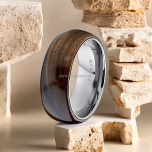 Poya đồ trang sức của mới nhất 8mm <span class=keywords><strong>Titanium</strong></span> Nhẫn cưới với Hawaii Koa gỗ nóng bán ban nhạc nhẫn cho món quà đính hôn bên - Product Image 4
