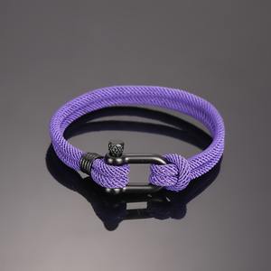 Fabriqué à la main <span class=keywords><strong>noir</strong></span> rouge U-bouton Milano fil plage Bracelet Milan corde nautique corde Bracelet avec manille <span class=keywords><strong>marin</strong></span> Bracelet - Product Image 3