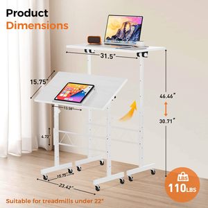 Scrivania Regolabile in Altezza con Piano Inclinabile, Tavolo Portatile Pieghevole per Laptop, per <span class=keywords><strong>Casa</strong></span>, Ufficio, Lavoro e Camminata - Product Image 2