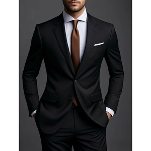 Blazer décontracté noir de luxe pour homme, coupe ajustée, idéal pour mariage, bureau, soirée, élégant, imperméable, coupe-vent et respirant - Product Image 1