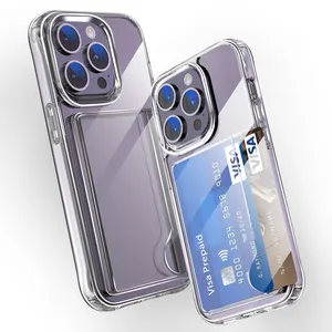 Clear Phone Case for iphone 14 13 12 11 Shockproof card slot phone Cover for iphone 14 pro