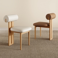 Chaises de salle à manger en bois nordique-Cadre en bois massif avec siège rembourré en tissu pour la maison