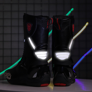 Botas de cuero de alta calidad para motociclista, zapatos de carreras profesionales de cuero transpirable - Product Image 5