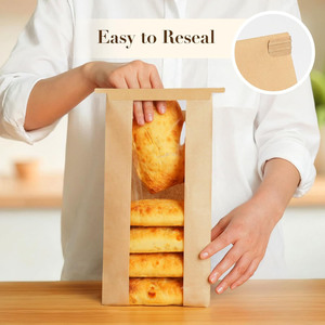 Bolsa de Papel Kraft Blanca para Alimentos Desechable, con Ventana y Cierre de Alambre, Ideal para Frutos Secos, Snacks, Chocolate, Panadería y <span class=keywords><strong>Pan</strong></span>, ¡Gran Venta! - Product Image 5