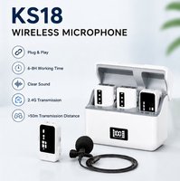 Dual-Mikrofon 2,4G Kabelloses Lavaliermikrofon Geräuschunterdrückung 50M Reichweite Digitale Anzeige Ladecase für Vlogger Content
