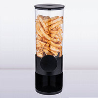 Nouveau distributeur de céréales en plastique noir, distributeur double pour céréales, flocons d'avoine, noix, flocons de maïs, bonbons, chips de pommes de terre, distributeur de collations