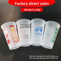 Gobelet jetable en PP mat givré de 500 ml/700 ml avec couvercle hermétique pour thé au lait, jus, boissons froides et chaudes (logo personnalisable)