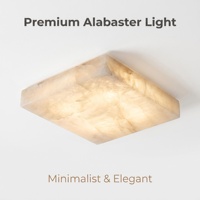 Plafonnier LED Rectangulaire en Marbre Translucide Naturel, Design Ultra-Mince 30cm en Fer pour Chambre, Couloir, Salle de Thé