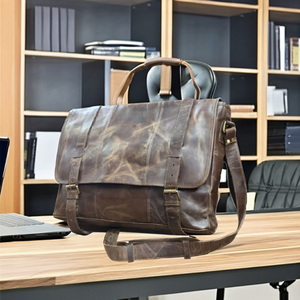 Sac à dos pour homme en cuir véritable de qualité supérieure, avec ceinture à coussin d'air, poche zippée, portable, durable, pour ordinateur portable, idéal pour le bureau, les affaires et les voyages - Product Image 2