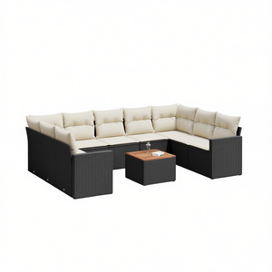 Conjunto de Sofás Modulares Grandes de Ratán PE Negro para Jardín, Colección de Muebles de Exterior Elegantes - Product Image 1