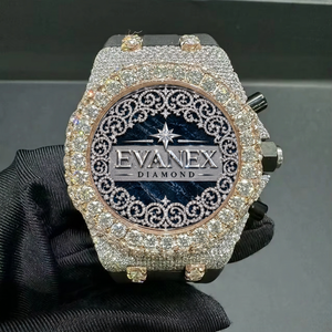 Evanex Luxury Half Iced Out VVS Moissanite Diamond Custom <b>Watch</b> with Glossy Finish Durable Stainless Steel Dial for <b>Men</b> Women - Product Image 1