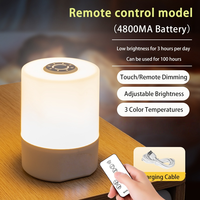 USB LED télécommande lampe de chevet trois couleurs température lampe décorative rechargeable 1200mA veilleuse