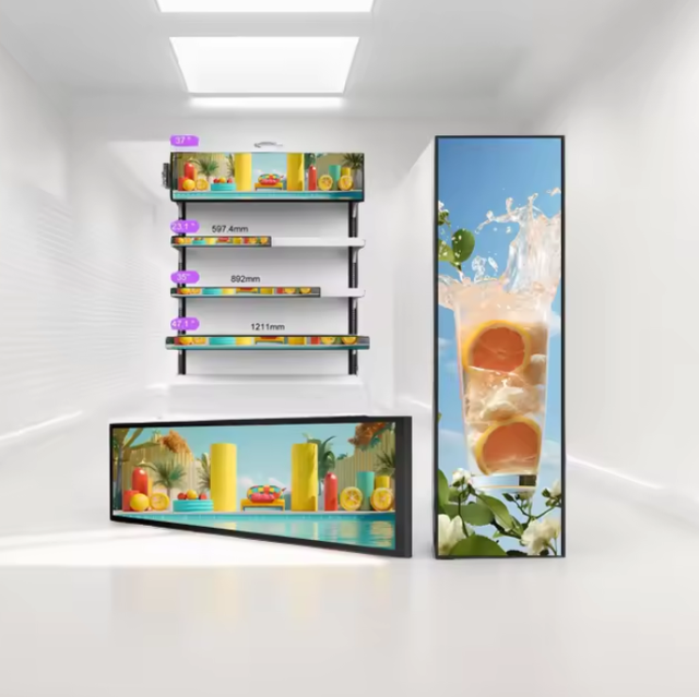 19 24 28 Inch Wall Mount Wayfinding Digital Signage Stretched Bar Led Lcd Display Monitor Lcd Stretched Bar Display