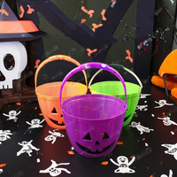 Paniers à Bonbons Décoratifs en Plastique pour Enfant, Grandes Paniers d'Halloween à Citrouille LED