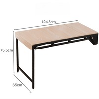 Table à manger pliante murale avec étagères de rangement, bureau flottant convertible 2-en-1, design moderne gain de place pour la maison