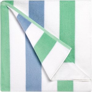 Telo Mare Oversize in Cotone a Righe <span class=keywords><strong>Verde</strong></span> <span class=keywords><strong>Menta</strong></span>, 500GSM Spesso in Cotone Ring Spun ad Asciugatura Rapida per Piscina, Nuoto, Viaggi e Uso Esterno per Adulti - Product Image 1