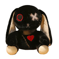 Peluche de lapin Reborn étrange et gothique, style sombre, mignon lapin cicatrisé, animal en peluche doux