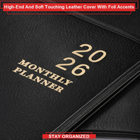 Agenda journalier, hebdomadaire et annuel avec couverture en cuir, impression de logo personnalisée, fournitures de bureau, spirale, planificateur d'objectifs