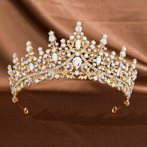 Couronne de Mariée Style Européen en Cristal et Strass, Diadème Best-Seller, Serre-Tête de Mariage en Alliage Plaqué Or pour Soirée - Product Image 5