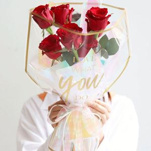 Fournitures d'emballage pour fleuristes en gros, étui imperméable de forme spéciale pour plusieurs tiges de fleurs, cadre simple, sac d'emballage pour bouquet frais - Product Image 1