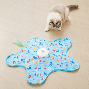 Tapis de jeu pour chat Blue Starfish avec baguette à plumes à mouvement automatique, jouet interactif pour animaux de compagnie - Product Image 5