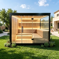 Cabine de sauna électrique extérieure commerciale en bois massif, design léger, surface lisse, faible odeur, hypoallergénique
