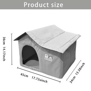 Casa para <span class=keywords><strong>perros</strong></span> y gatos de tamaño pequeño y mediano para exteriores, tela Oxford con papel de aluminio, temperatura constante, cabaña de invierno para todas las estaciones - Product Image 6
