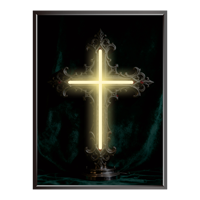 Peinture Lumineuse 3D Personnalisée sur le Thème de Jésus avec Croix Néon LED Intégrée – Décoration Murale Exclusive pour Salon et Maison