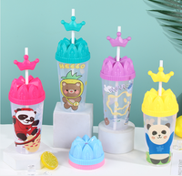 Vasos de Plástico Transparente en Forma de U de 16 oz, Vasos Reutilizables a Prueba de Fugas con Tapa y Pajita para Escuela, Excursiones, Fiestas, Bodas