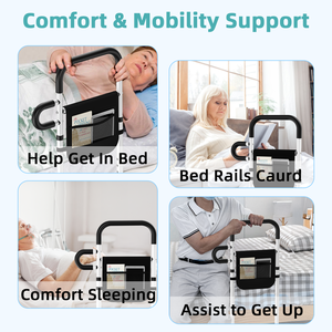 Barres de lit réglables pour la sécurité des personnes âgées, barres d'assistance au lit pour lit double, canne de lit portable pour seniors avec poche de rangement - Product Image 4