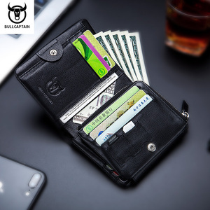 BULLCAPTAIN Portafoglio Uomo in Vera <span class=keywords><strong>Pelle</strong></span> RFID Stile Retrò con Cerniera, Porta Carte e Pochette in <span class=keywords><strong>Pelle</strong></span> Pieno Fiore - Product Image 4
