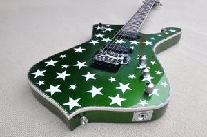 <span class=keywords><strong>Guitare</strong></span> électrique Flyoung de haute qualité, forme originale, couleur verte métallique avec motif étoiles - Product Image 3