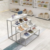 Table de présentation multicouche haut de gamme en or, présentoir noir pour sacs à chaussures, étagères, équipement de magasin de détail